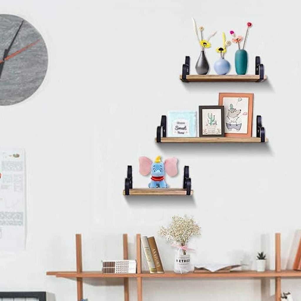 Rustic Farmhouse Floating Shelves Set of 3 - Wall Mounted Wood Shelf for Living Room Bedroom Kitchen What Else You Got?