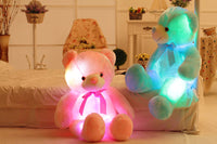 Glowing LED Teddy Bear Plush Toy - Colorful Light Up Christmas Gift for Kids & Pillow - 7+ Light Modes