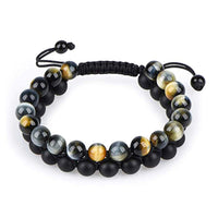 Tiger Eye & Black Agate Couple Bracelets – Matching Natural Stone Jewelry for Couples