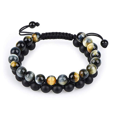 Tiger Eye & Black Agate Couple Bracelets – Matching Natural Stone Jewelry for Couples