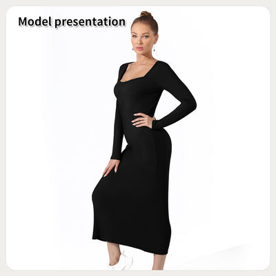 Elegant Women's Modest Solid Color Dress - Versatile & Affordable Fashion