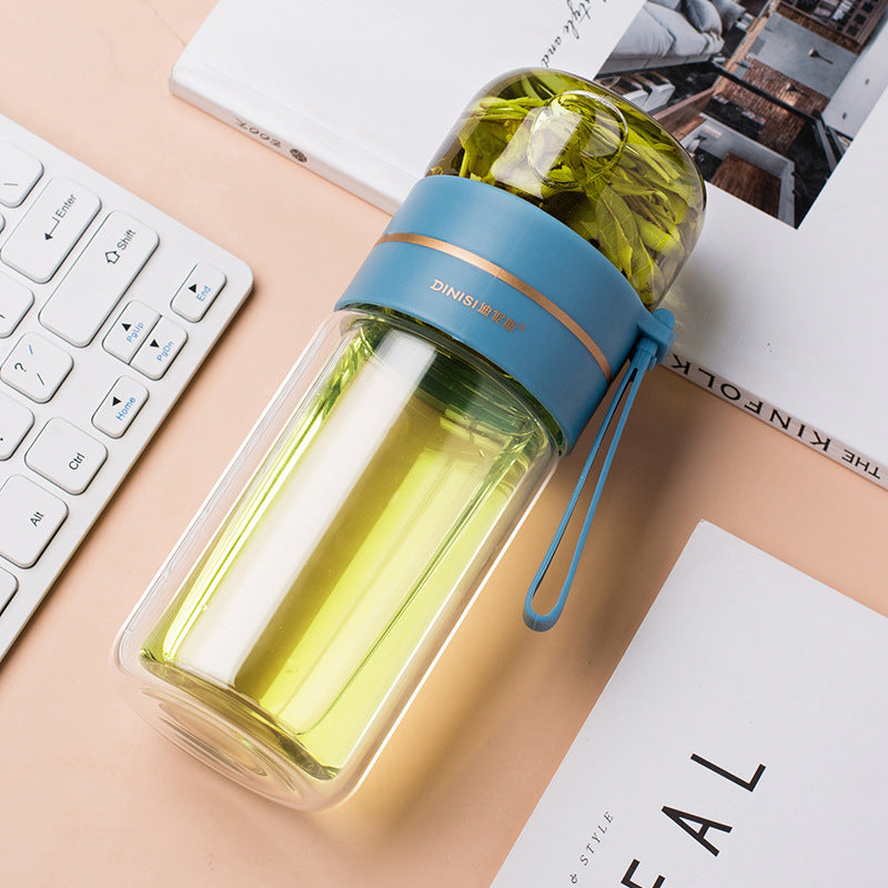 Glass Water Bottle With Tea Infuser Filter Tea Separation Double Wall Glass Bottle Leakproof Water Bottle What Else You Got?