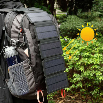 Portable Solar Power Bank - 9W Folding Charger for Hiking, Camping & Travel - 5V 2.1A USB Output - God's Gift of Sustainable Energy