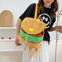 Adorable Hamburger Plush Backpack - Cute Cartoon Burger Coin Purse for Kids & Girls - Soft School Bookbag