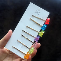 Y2K Gummy Bear Hair Clips – Acrylic Candy Color Bear Clips for Kids & Adults