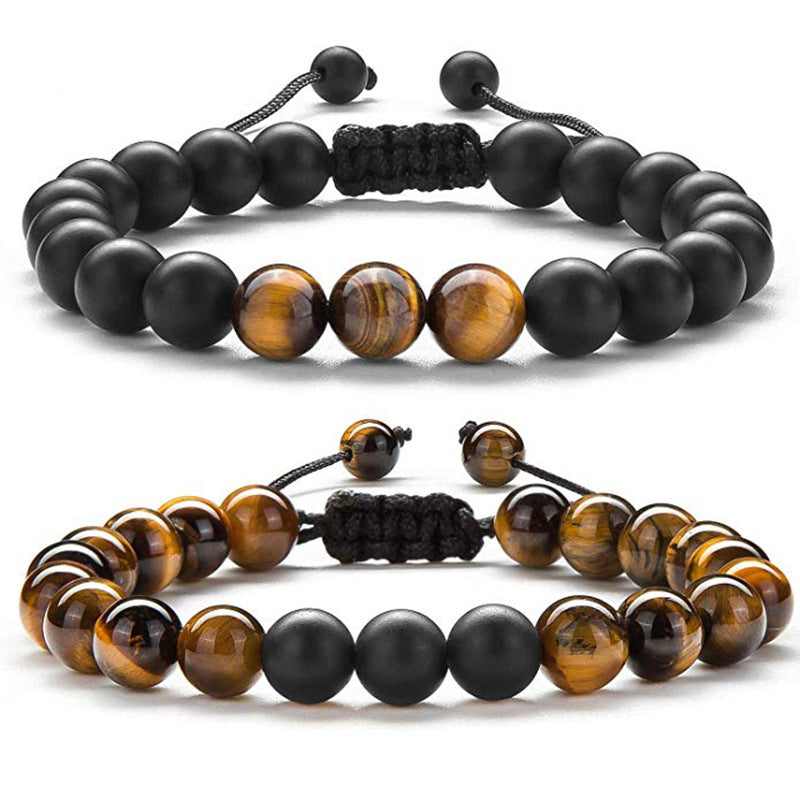 Tiger Eye Couple Bracelets – Matte Black Agate Beads What Else You Got?