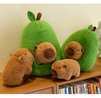 Adorable Capybara & Avocado Plush Pillow – Soft Stuffed Animal Cushion Gift for Kids & Animal Lovers