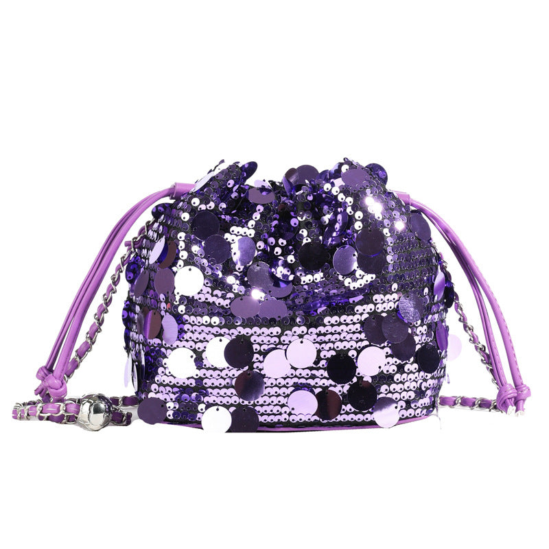 Mesh Patchwork Bucket Bag – Color‑Block Drawstring Crossbody with Chain Strap What Else You Got?