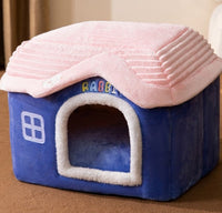 Cozy Foldable Pet House – Warm & Safe Dog & Cat Bed for Winter (5 Colors & 3 Sizes)