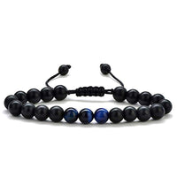 Tiger Eye & Black Agate Couple Bracelets – Matching Natural Stone Jewelry for Couples