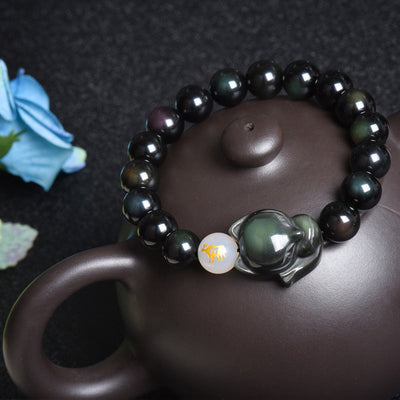 Obsidian Zodiac Guardian Bracelet – Protection & Healing Crystal Beads for All Signs
