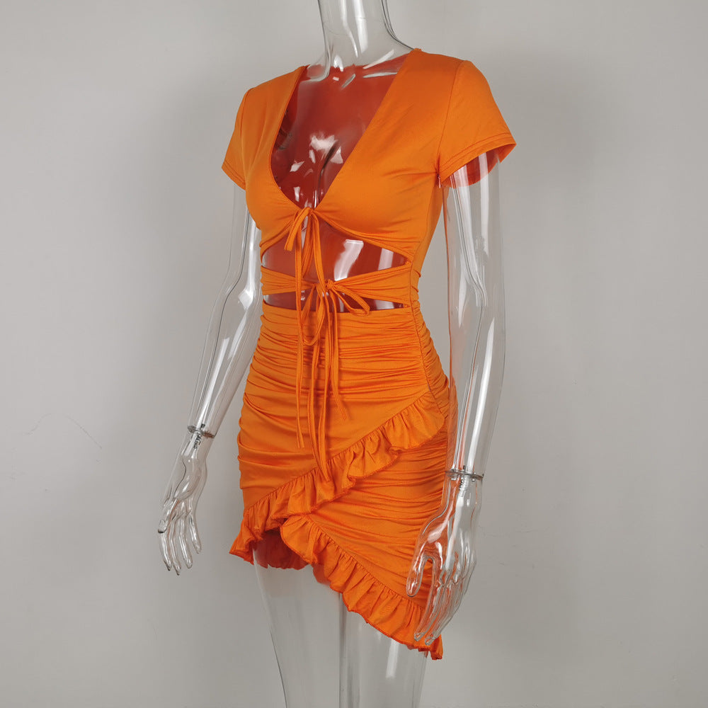 Short sleeve fluorescent lace dress What Else You Got?