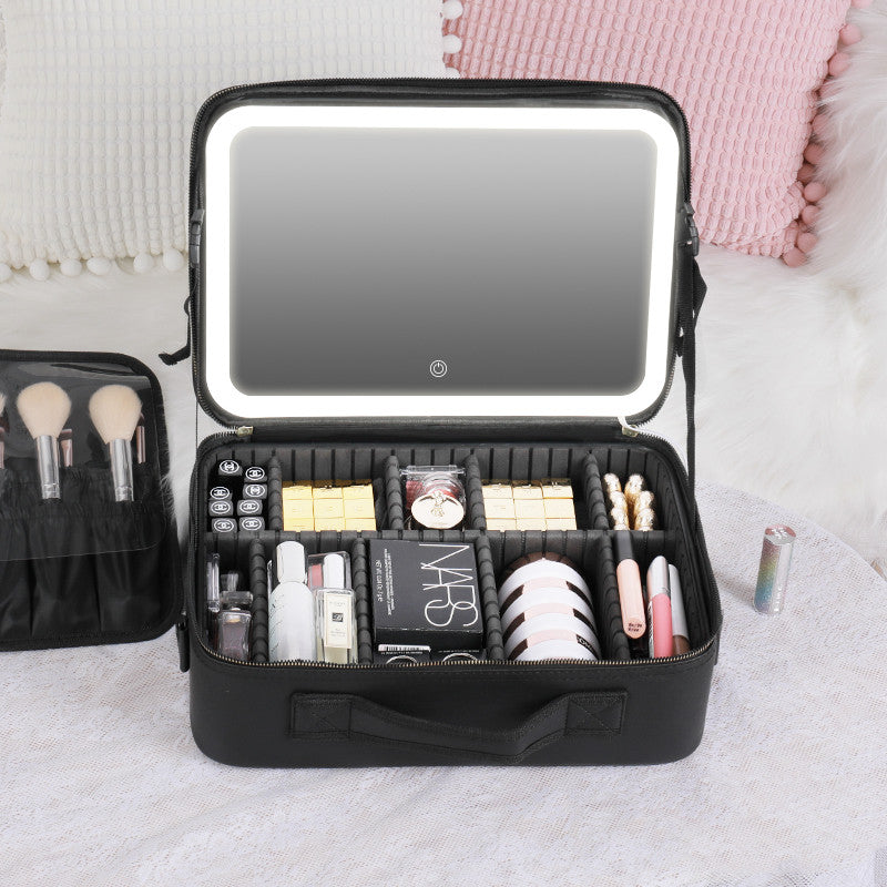 Smart LED Cosmetic Case with Full‑Screen Mirror – Large Capacity Portable PU Makeup Storage Bag (12" / 16") What Else You Got?