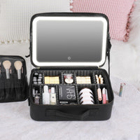 Divine Glow Smart LED Cosmetic Case - Full-Screen Mirror & Portable Makeup Organizer (12