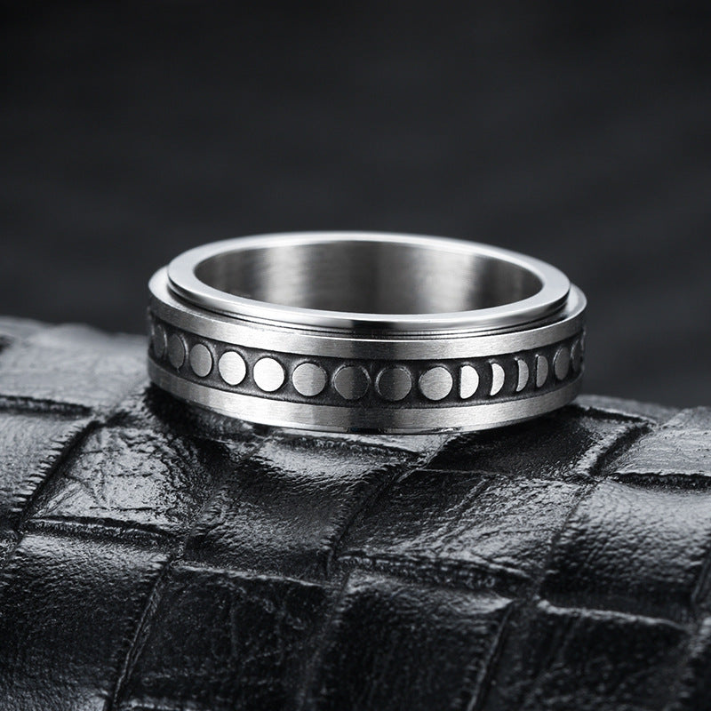 Stainless Steel Spinner Ring – Rotatable Moon & Stars Fidget Ring for Stress Relief (Unisex Vintage Design) What Else You Got?