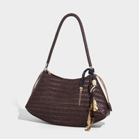 Woven PU Underarm Bag – Pillow-Style Shoulder Handbag with Optional Pendant