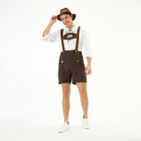 Authentic German Oktoberfest Costume - Traditional Bavarian Beer Festival Outfit for Men with Suspenders & Hat