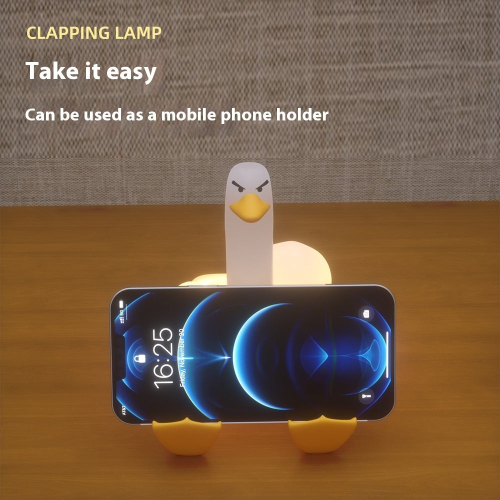 Amazon Cross-border Creative Gift Middle Finger Duck Small Night Lamp Rechargeable Dimming Vinyl Little Duck Night Light What Else You Got?