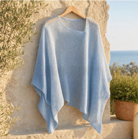 Graceful Women's Knit Cape Blouse - Lightweight Casual Top with Elegant Poncho Design