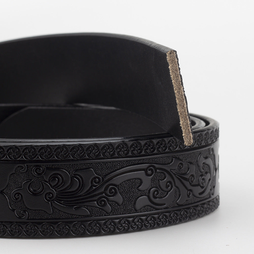 Embossed Belt Without Buckle Smooth Leather Belt What Else You Got?