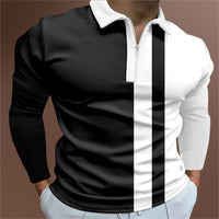 Men's Striped Polo Shirt - Short Sleeve, Printed Cotton Blend - Elegant & Comfortable