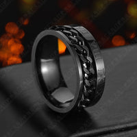 Men’s Roman Numeral Spinner Ring – Titanium Steel Fidget Chain Band, Punk & Couple Jewelry
