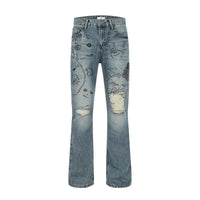 Men's Graffiti Print Skinny Jeans