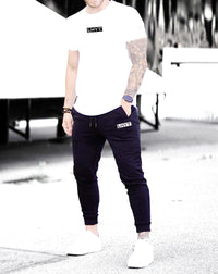 Men's Winter Sweatpants – Black Casual Sports Joggers with Graphic Print