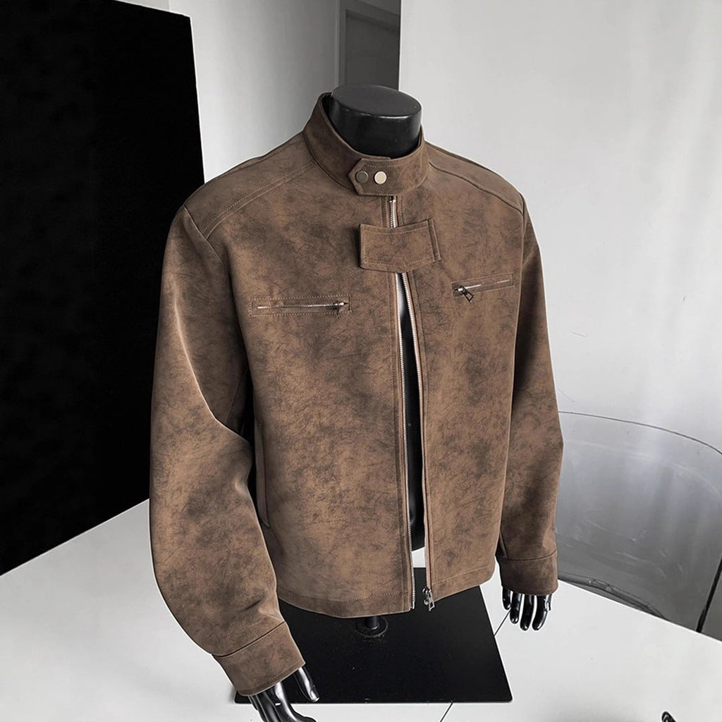 Vintage PU Leather Stand‑Up Collar Biker Jacket What Else You Got?