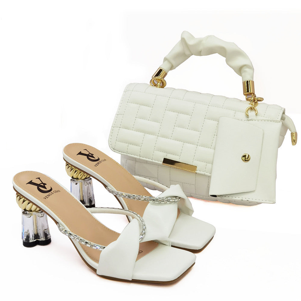 Crossbody Bag with Small Card Bag & Cross-Strap High-Heeled Sandals What Else You Got?
