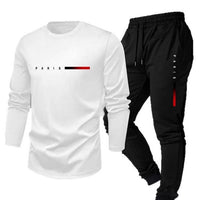 Men’s Casual Two-Piece Outfit Set – Lightweight Long-Sleeve Top & Pants in Faux Cotton (S–3XL)