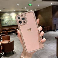 Stick Rhinestone Love Phone Case Electroplated Edge Soft Shell