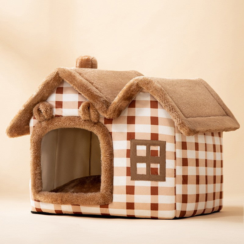 Foldable Winter Pet House – Warm Enclosed Dog & Cat Bed with Soft Plush Interior What Else You Got?