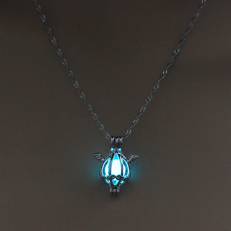 Glow-in-the-Dark Angel Necklace – Multicolor Luminous Pendant