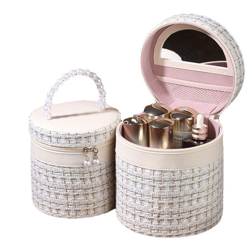 Portable PU Cylinder Cosmetic Bag With Built‑In Mirror What Else You Got?