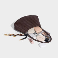 Woven PU Underarm Bag – Pillow-Style Shoulder Handbag with Optional Pendant