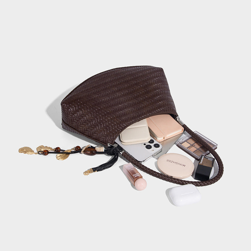 Woven PU Underarm Bag – Trendy Knitted Pillow‑Shape Shoulder Handbag What Else You Got?
