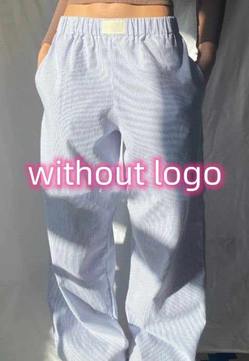 Fashion Y2K Striped Straight Trousers Summer Elastic High Waist Wide Leg Pants For Women What Else You Got?