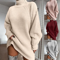 Cozy Winter Turtleneck Sweater Dress - Warm & Stylish Women's Knitwear