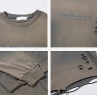 Vintage-Washed Embroidered Letter Streetwear Tee – Loose Fit, 100% Cotton – Casual & Comfortable