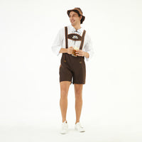 Authentic German Oktoberfest Costume - Traditional Bavarian Beer Festival Outfit for Men with Suspenders & Hat