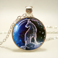 Zodiac Time Gemstone Glass Pendant Necklace - Celestial Christian Gift