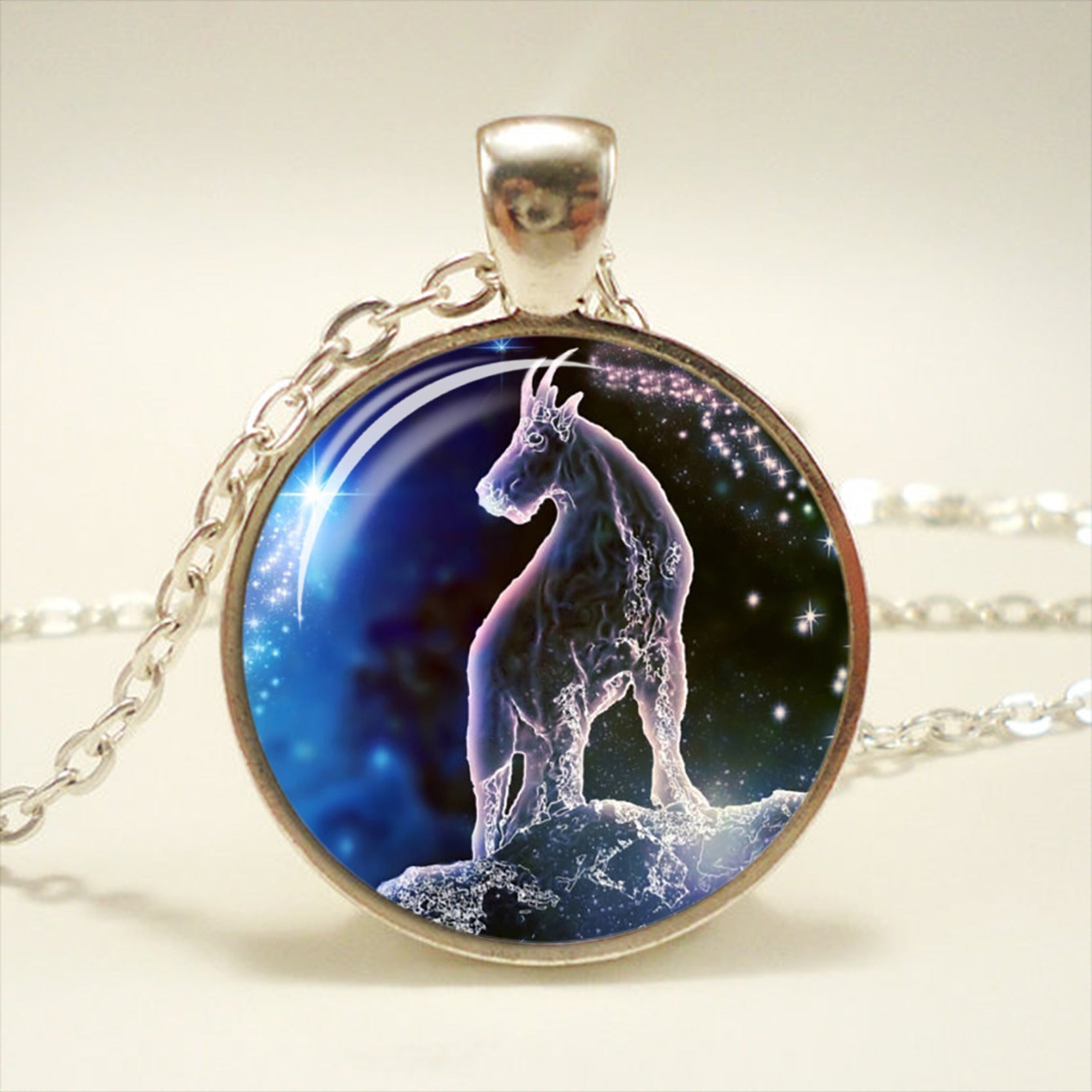 Zodiac Time Gemstone Glass Pendant Necklace What Else You Got?