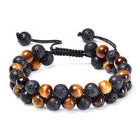 Tiger Eye & Black Agate Couple Bracelets – Matching Natural Stone Jewelry for Couples