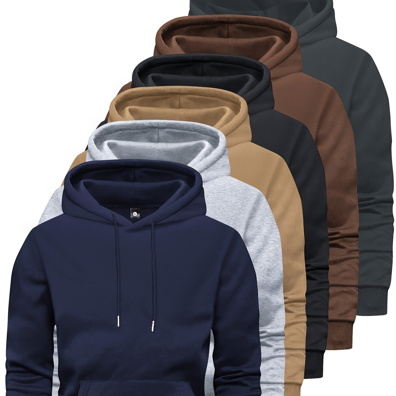 6‑Piece Men’s Solid Color Hooded Sweatshirt Set – Long‑Sleeve Trendy Pullover Hoodie (XS–3XL) What Else You Got?