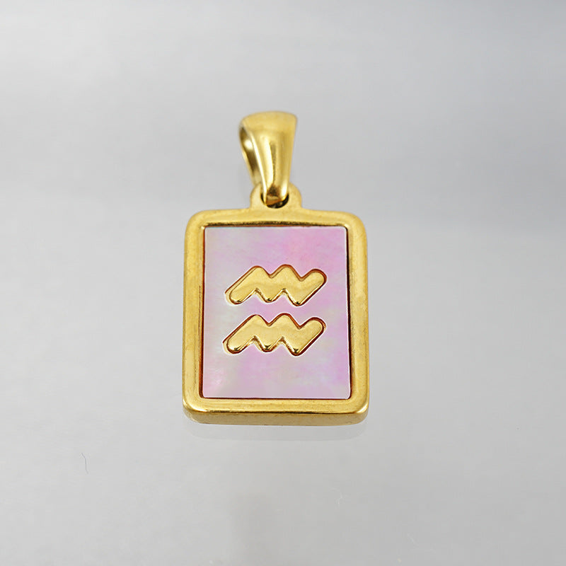 Stainless Steel Square Shell Zodiac Necklace What Else You Got?