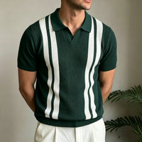 Summer Color-Block Knitted Versatile Business-Casual Shirt