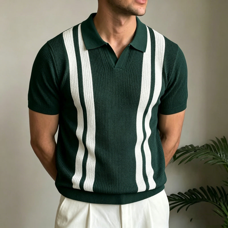 Summer Color-Block Knitted Versatile Business-Casual Shirt