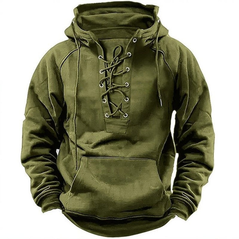 Ins Lace-up Hoodie Casual Sports Pocket Sweatshirt Men's Long-sleeved Top Clothing What Else You Got?