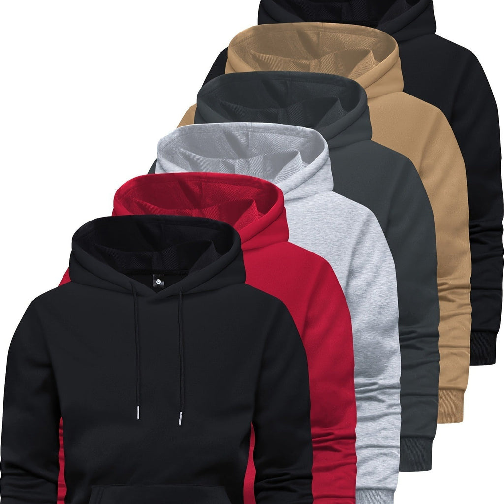 6‑Piece Men’s Solid Color Hooded Sweatshirt Set – Long‑Sleeve Trendy Pullover Hoodie (XS–3XL) What Else You Got?